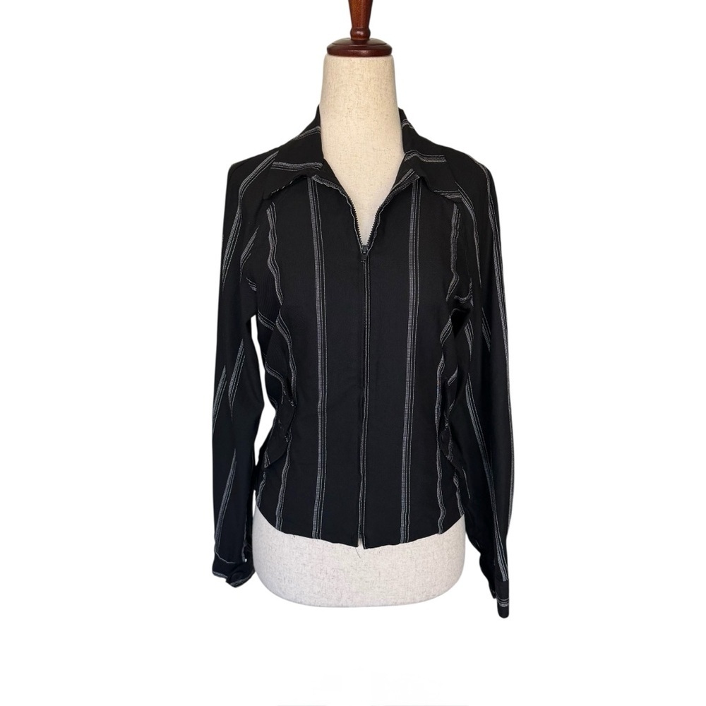 Vintage 90s Betsey Johnson Black & White Striped Jacket Top Small